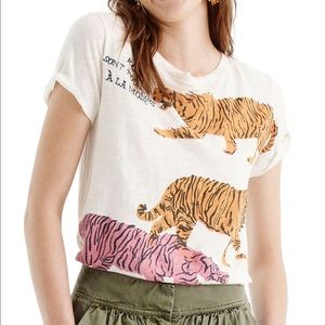J Crew Tiger Print Tee Shirt Cotton Medium